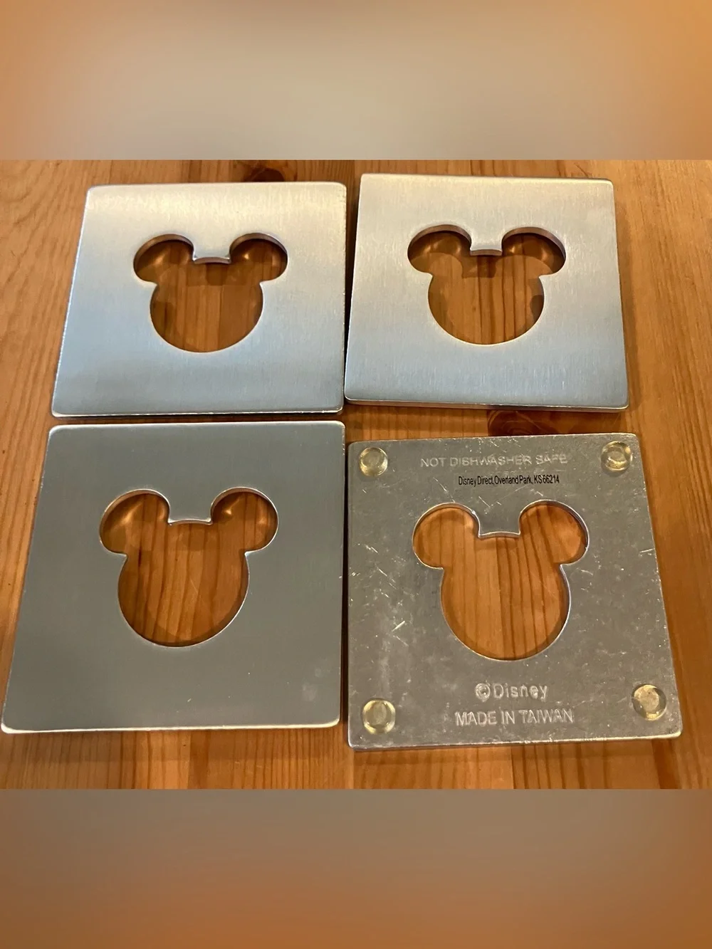EUC Disney Mickey Silver Metal Coasters- Set of 4